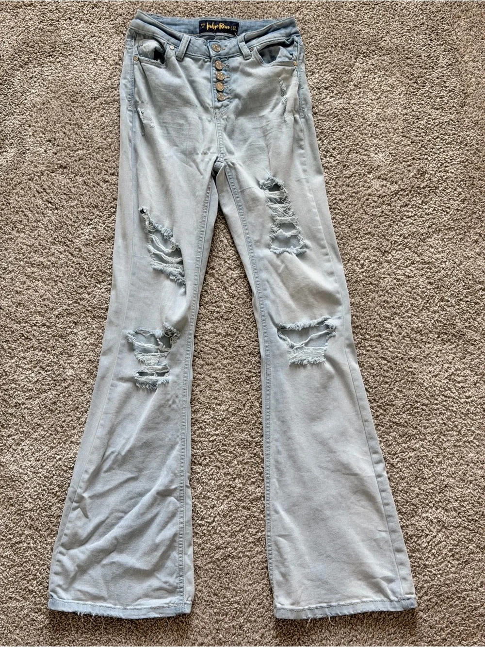 Molly Bracken Light Blue Distressed Flare Jeans